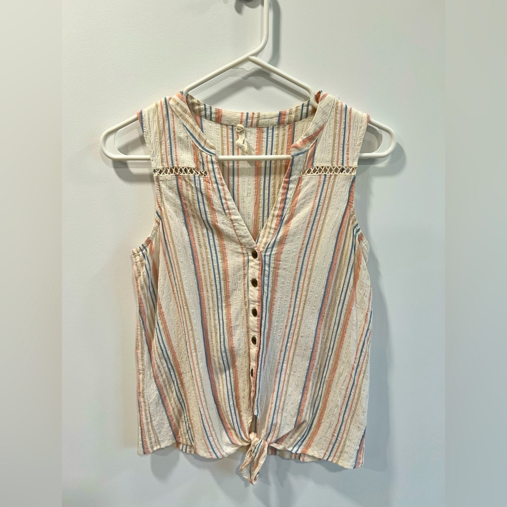 Pink rose button front tank top